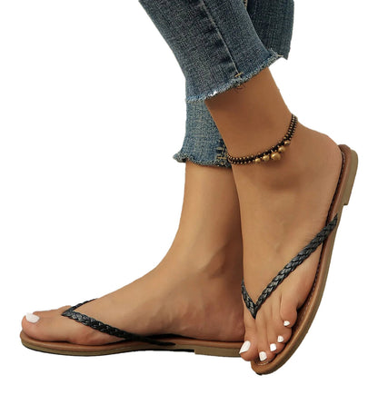 LuckeLadybug LLC women's braided flip flops with stylish straps and comfortable soles