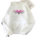 LuckeLadybug women's casual printed hoodies in white with a pink heart design