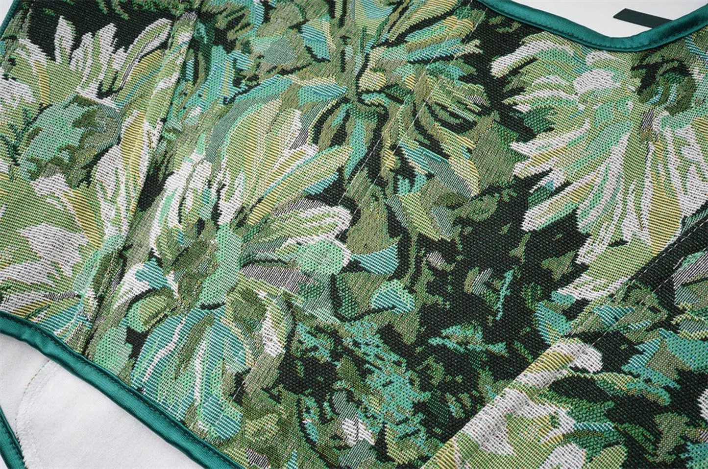 LuckeLadybug LLC women's corset top with floral pattern in green and black colors