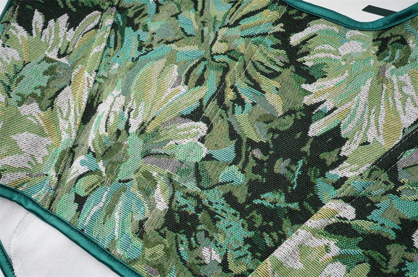 LuckeLadybug LLC women's corset top with floral pattern in green and black colors