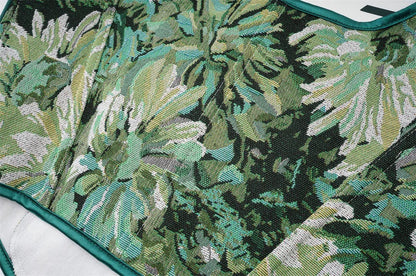 LuckeLadybug LLC women's corset top with floral pattern in green and black colors