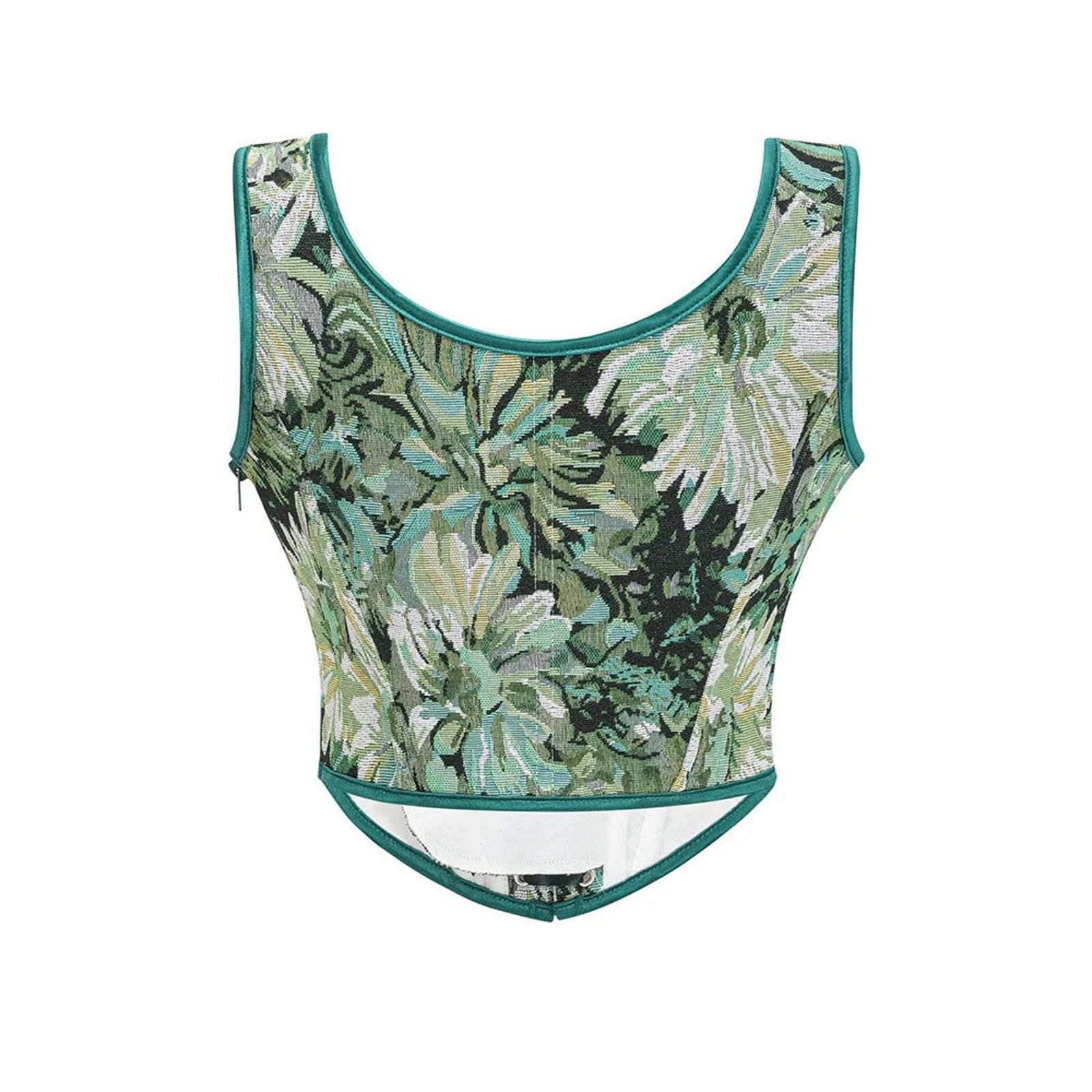 LuckeLadybug women's corset top in floral print with a fitted design and scoop neckline