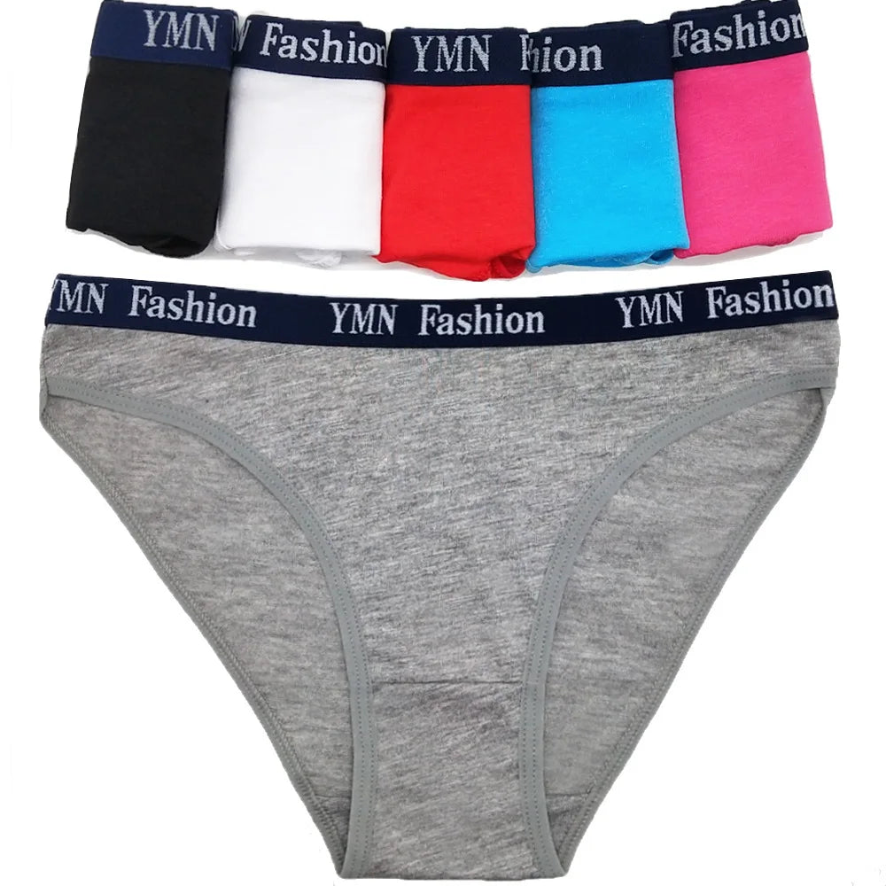 Pack of women's cotton hipster underwear in assorted colors with a comfortable waistband