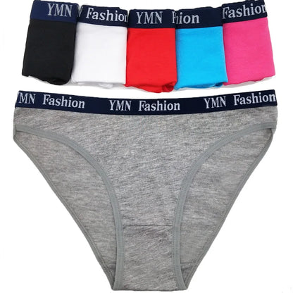 Pack of women's cotton hipster underwear in assorted colors with a comfortable waistband