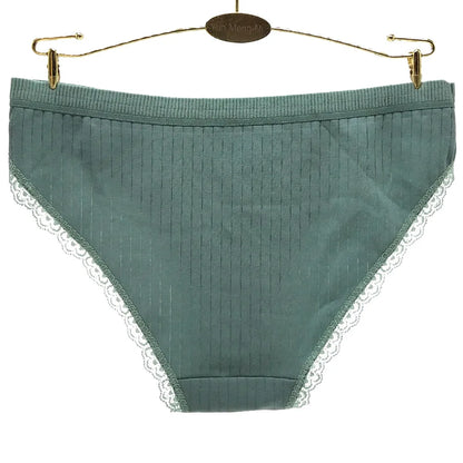LuckeLadybug women's cotton hipster underwear in teal with lace trim for comfort and style