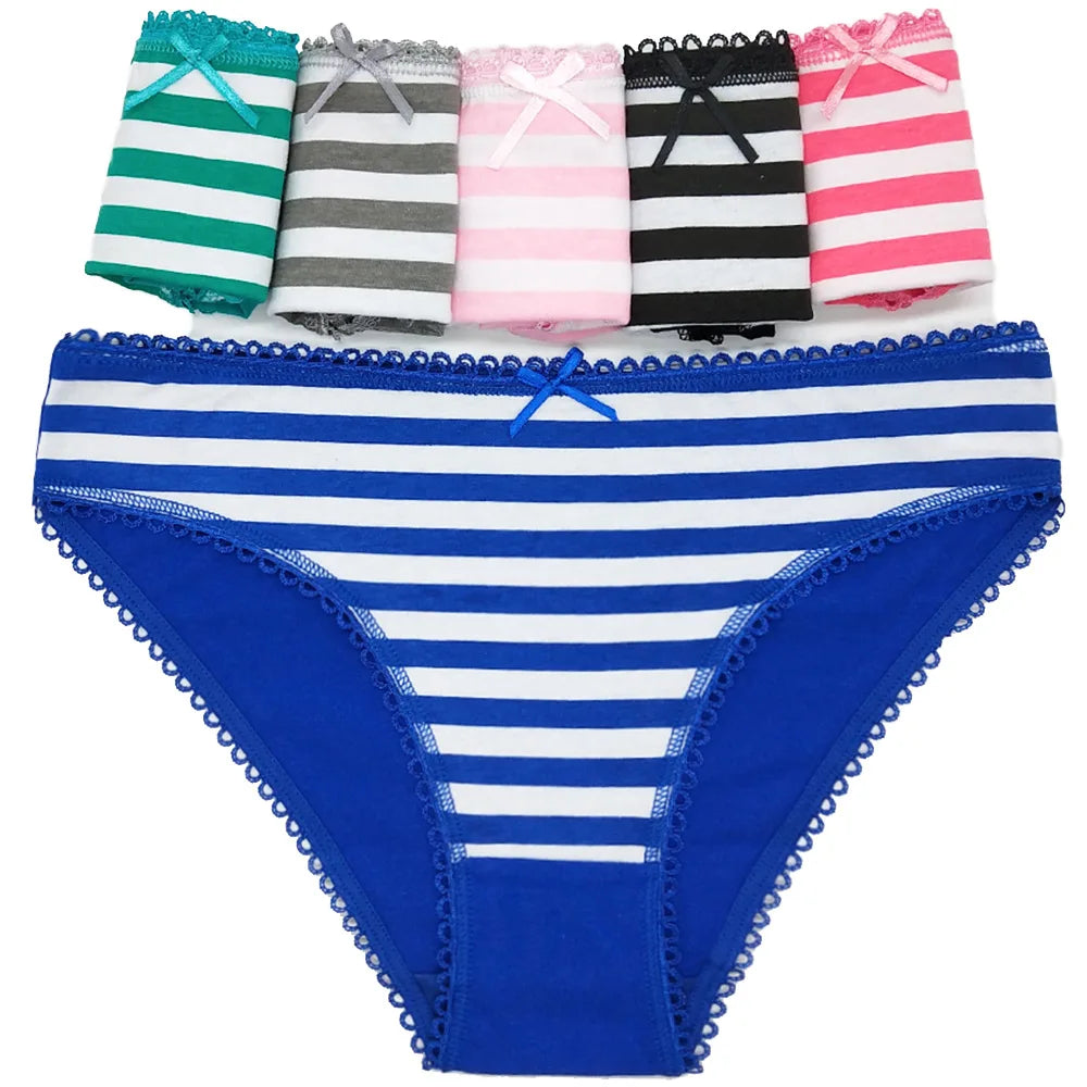 LuckeLadybug LLC women's cotton hipster underwear set with striped designs in various colors