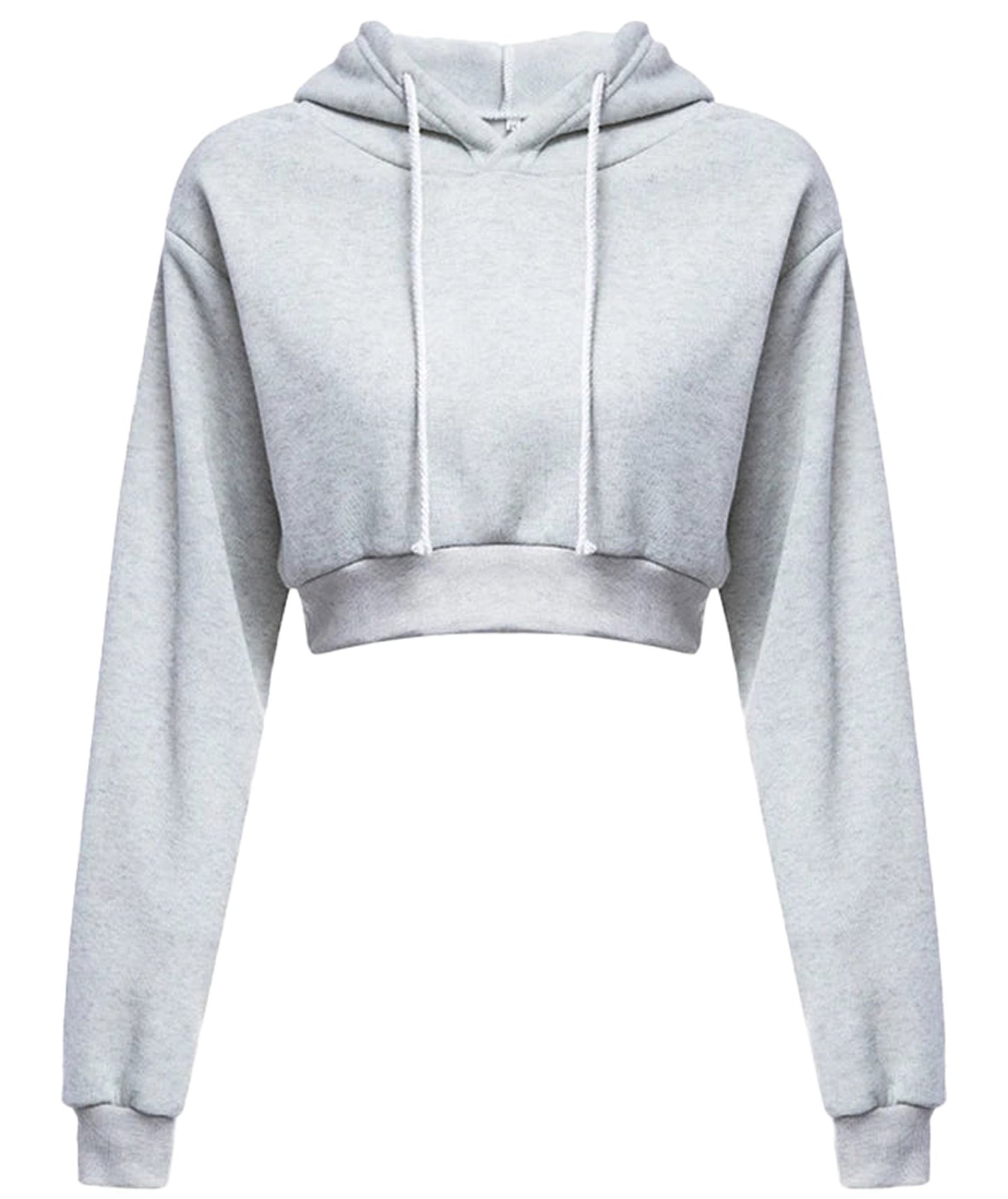 LuckeLadybug LLC women's cropped hoodie sweatshirt in light gray for casual comfort