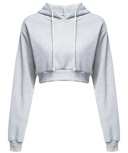LuckeLadybug LLC women's cropped hoodie sweatshirt in light gray for casual comfort
