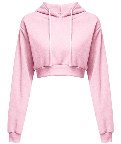 Pink women's cropped hoodie sweatshirt with a stylish design for casual wear
