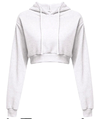 LuckeLadybug women's cropped hoodie sweatshirt in soft gray fabric with a stylish design