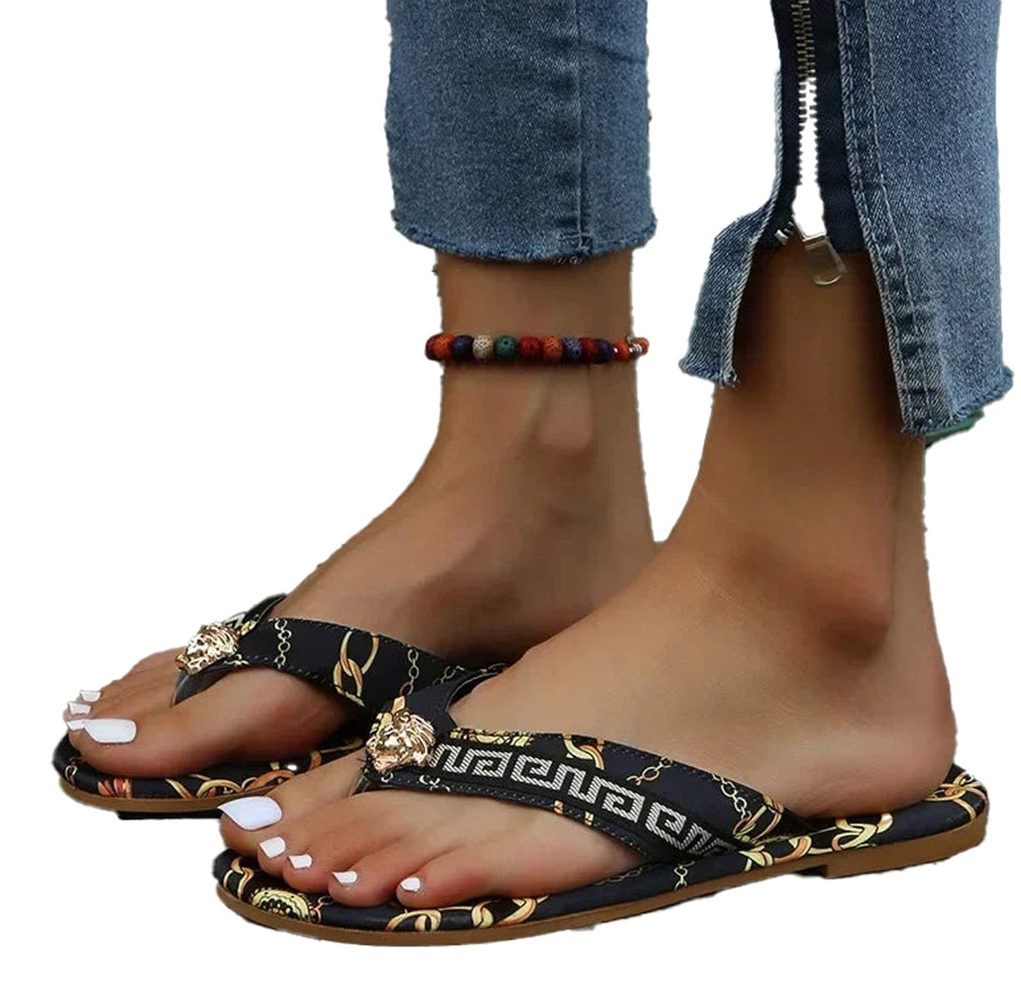 Stylish women's fashion flip flops with trendy design for casual summer wear