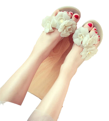 LuckeLadybug women's flower flip flops with elegant floral design and comfortable straps