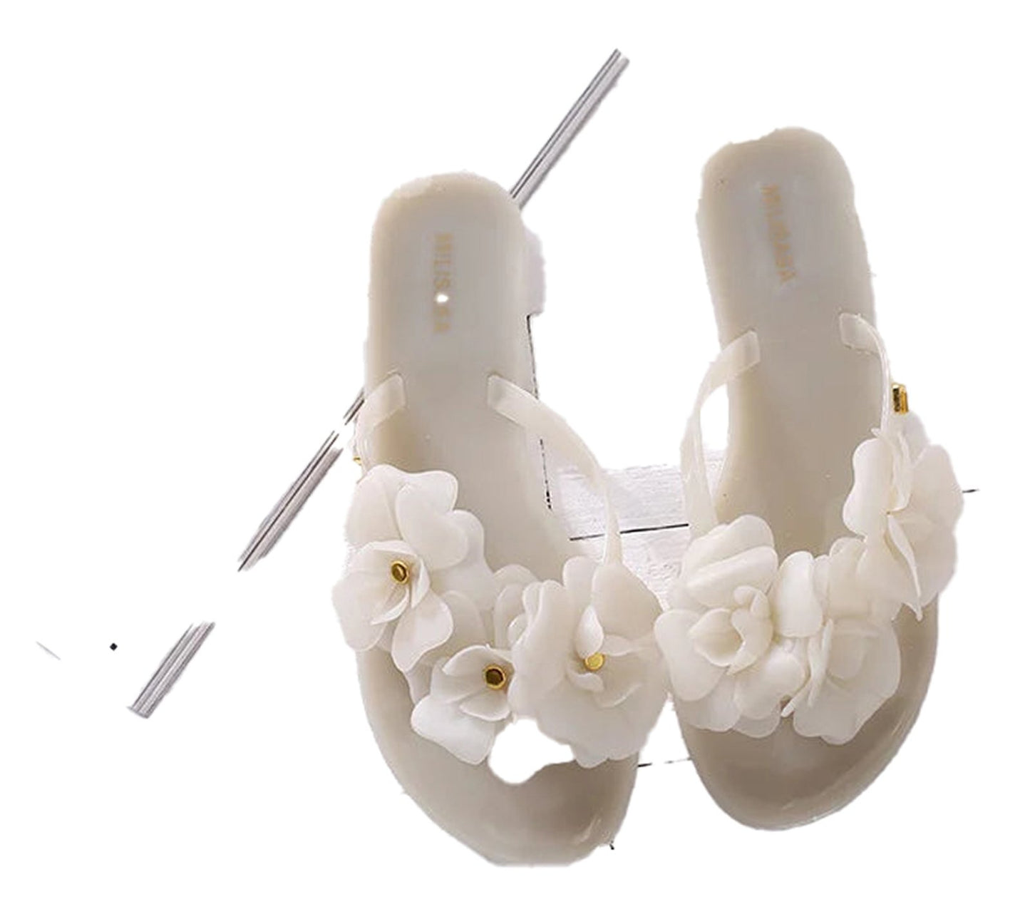 LuckeLadybug women's flower flip flops featuring elegant floral embellishments for stylish summer wear