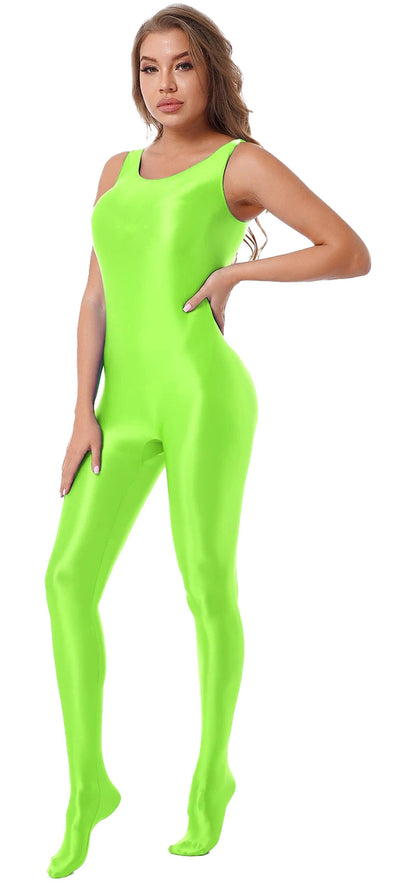 LuckeLadybug women's full body bodysuit in vibrant green with sleek fitting design for a bold look