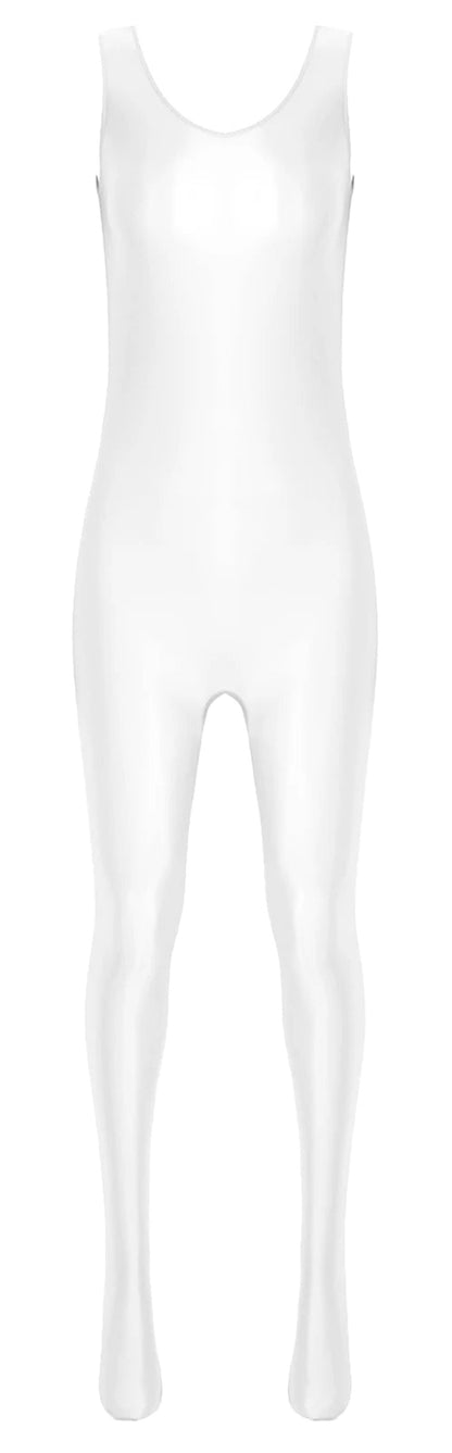 LuckeLadybug women's full body bodysuit in white featuring a sleek and form-fitting design