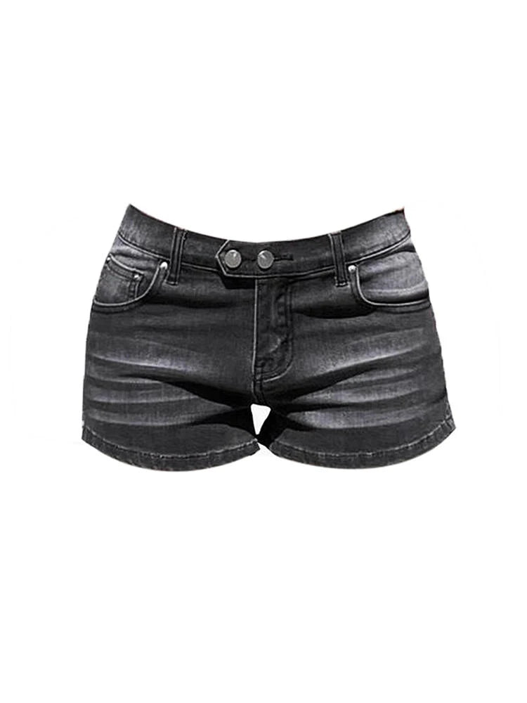 Womens Grey Denim Mini Shorts