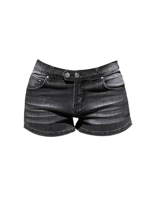 Womens Grey Denim Mini Shorts