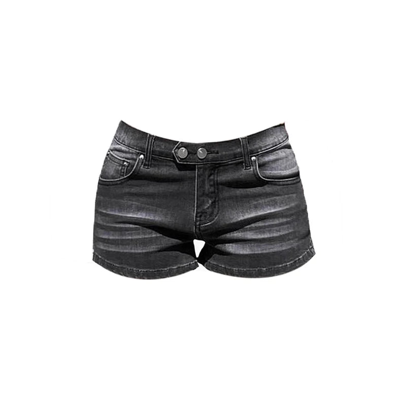 Womens Grey Denim Mini Shorts