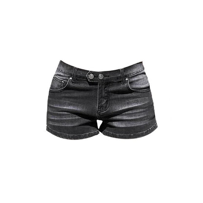Womens Grey Denim Mini Shorts