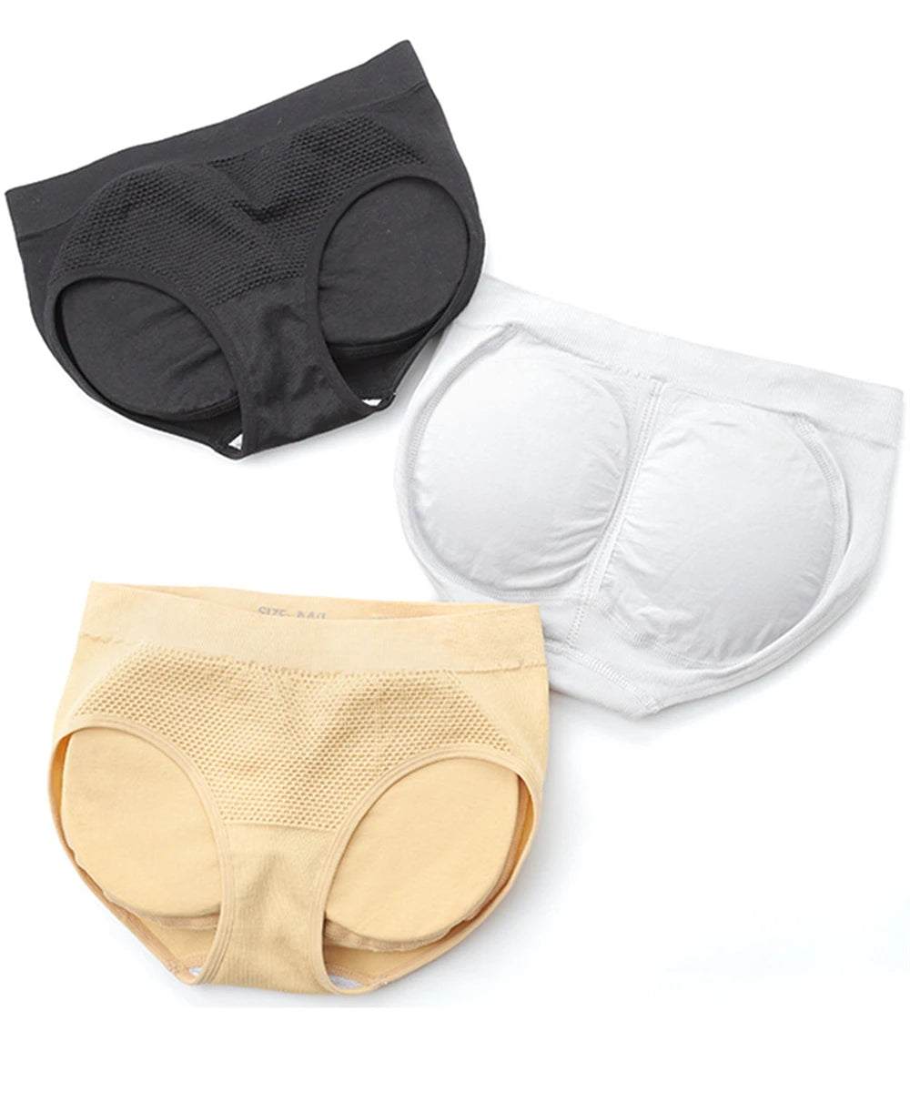 LuckeLadybug women's hip lifting panties in black, white, and nude for a flattering silhouette