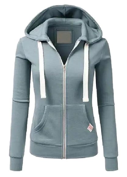 LuckeLadybug LLC women's hooded sweatshirt with zipper in stylish blue color and soft fabric