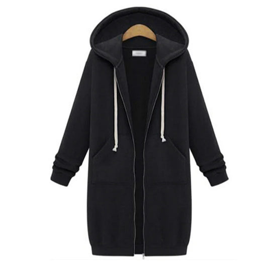 LuckeLadybug women's hooded winter jacket with zipper in black featuring pockets and a casual design