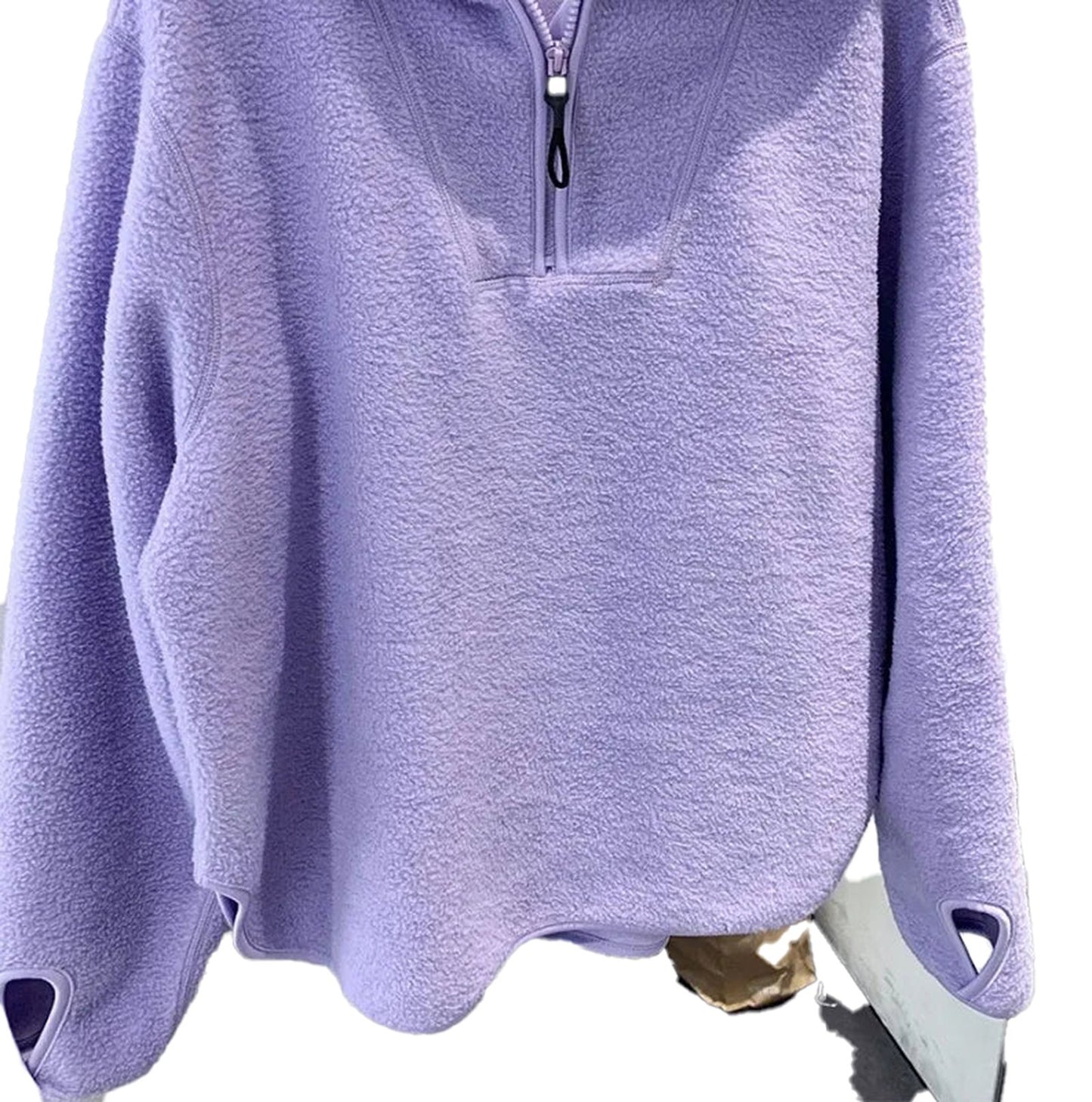 LuckeLadybug women's hooded zip up coat in soft lavender fleece for cozy layering