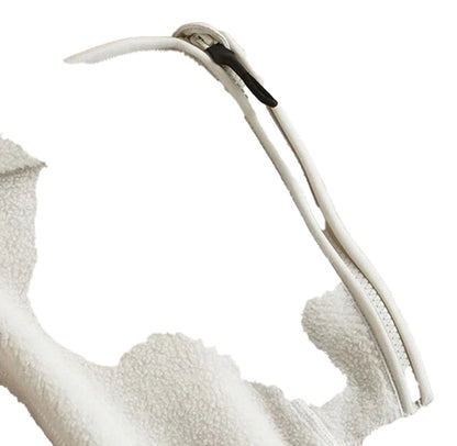 Close-up of women's hooded zip up coat showcasing the zipper and soft fabric detail