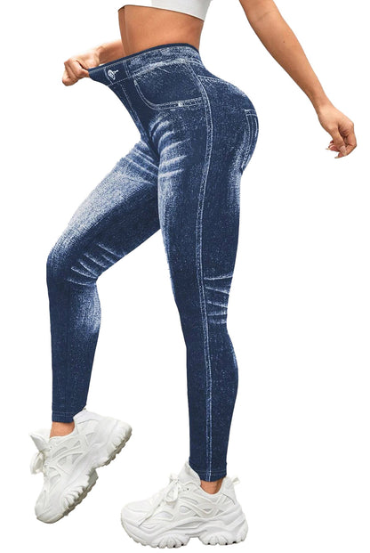 Womens Imitation Jeans Leggings Trendy Fit