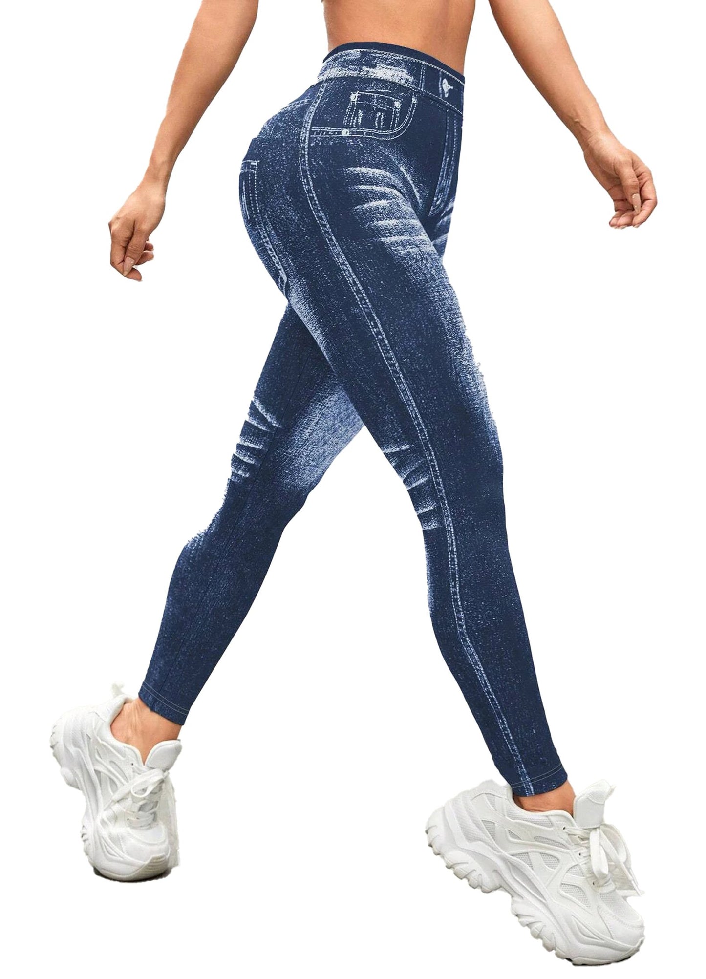 Womens Imitation Jeans Leggings Trendy Fit