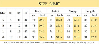 Size chart for women's lace corset top detailing measurements in inches and centimeters