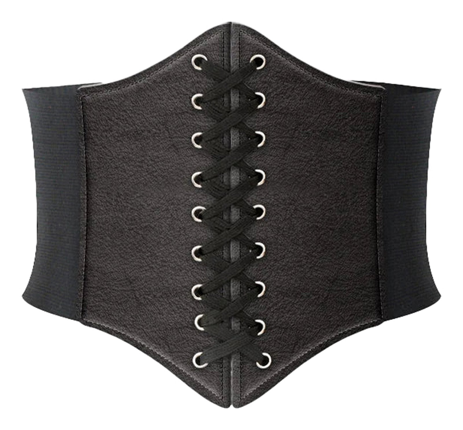 LuckeLadybug women's leather corset belt with decorative lace-up design for a stylish waistline