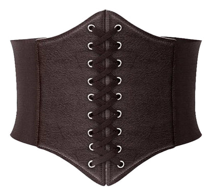 LuckeLadybug women's leather corset belt with lace-up design for a stylish look