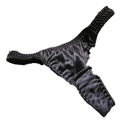 Elegant black women's low waisted thongs with soft fabric and adjustable sides for a comfortable fit