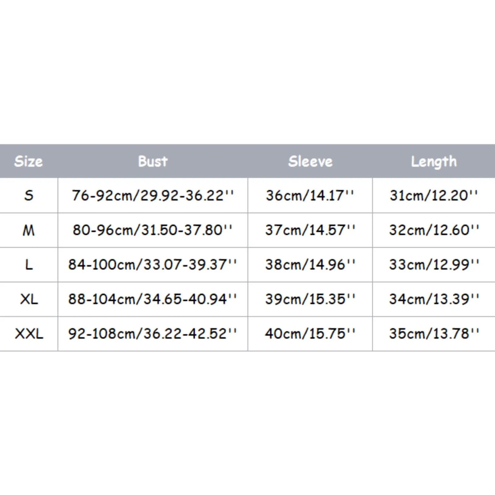 LuckeLadybug LLC women's Oktoberfest dirndl blouse size chart with measurements for different sizes