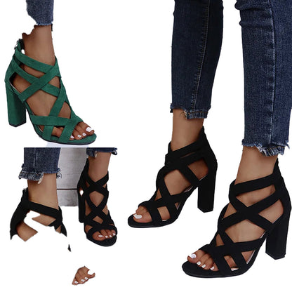 LuckeLadybug women's open toe block heel sandals in green, black, and blue styles for fashionable summer wear