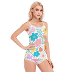 LuckeLadybug women's pajamas set featuring a floral cami with lace trim for stylish sleepwear
