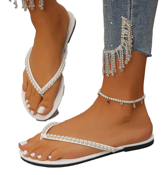 Women's pearl beach flip flops with stylish design and comfortable fit for summer outings