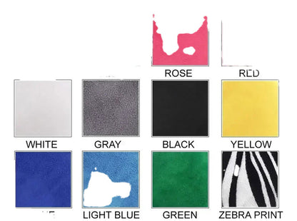 Color swatches for women's platform high heel sandals by LuckeLadybug LLC in various shades