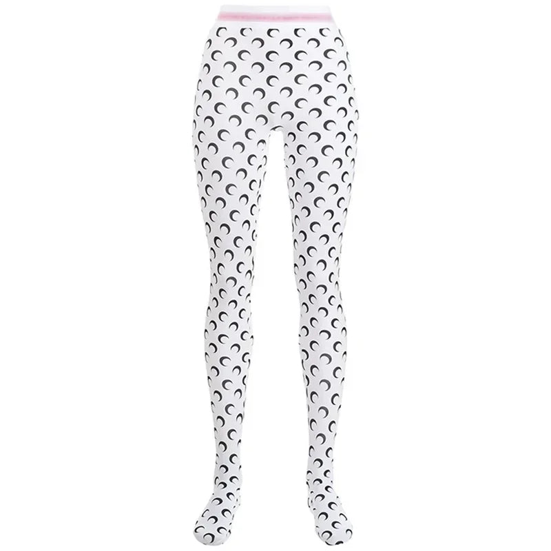 LuckeLadybug LLC women’s printed elastic jumpsuit featuring a stylish black crescent moon pattern