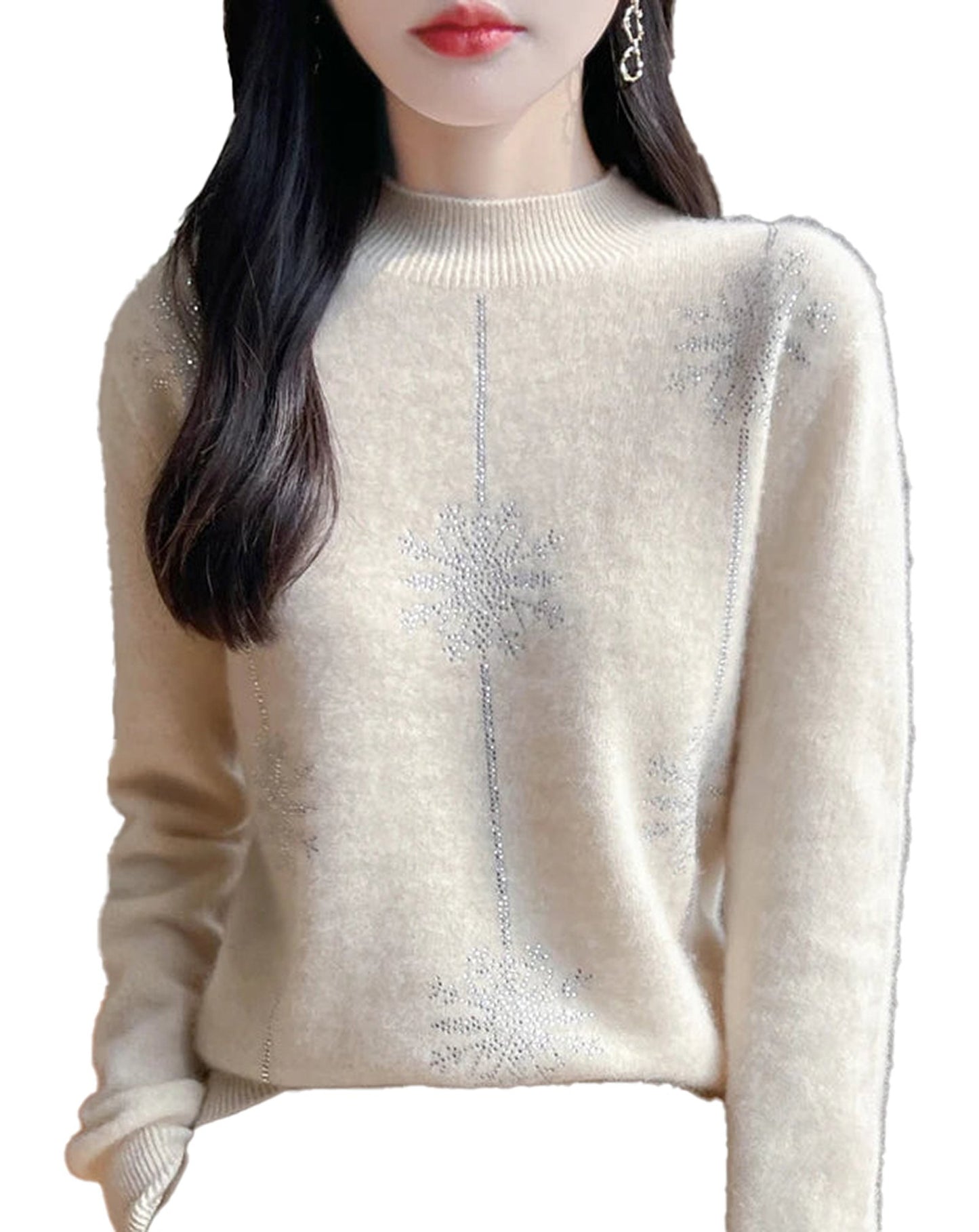 LuckeLadybug women's red Christmas sweater featuring a cozy design with sparkling snowflakes