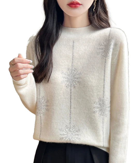 Chic women's red Christmas sweater with silver snowflake design perfect for holiday gatherings