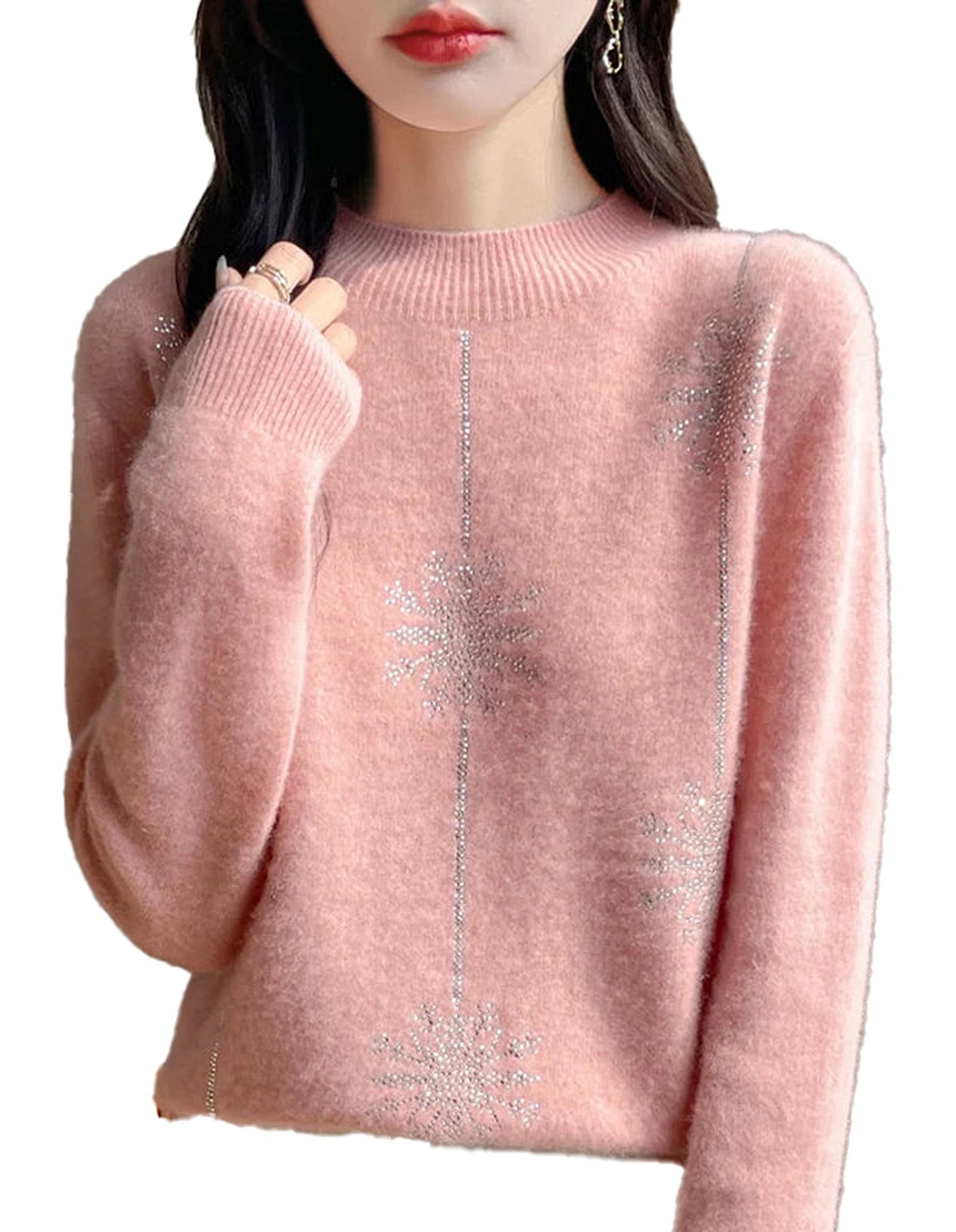 LuckeLadybug LLC women's red Christmas sweater with festive snowflake design for holiday celebrations