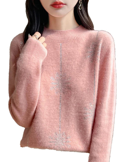 LuckeLadybug LLC women's red Christmas sweater with festive snowflake design for holiday celebrations