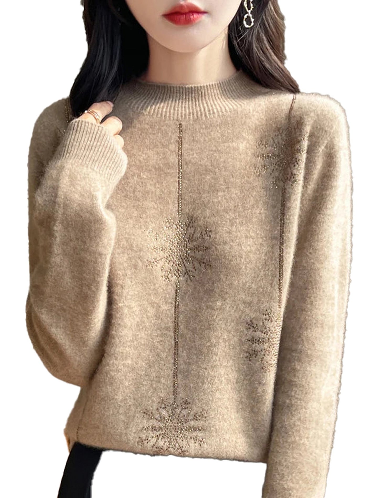 Cozy women's red Christmas sweater with festive snowflake design for holiday celebrations