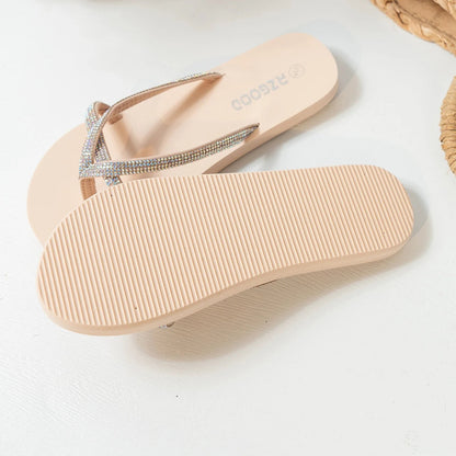 LuckeLadybug LLC women's rhinestone flip flops with a stylish design and comfortable sole