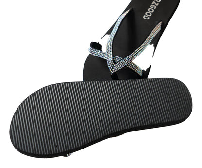 LuckeLadybug women's rhinestone flip flops with stylish straps and comfortable sole for summer wear