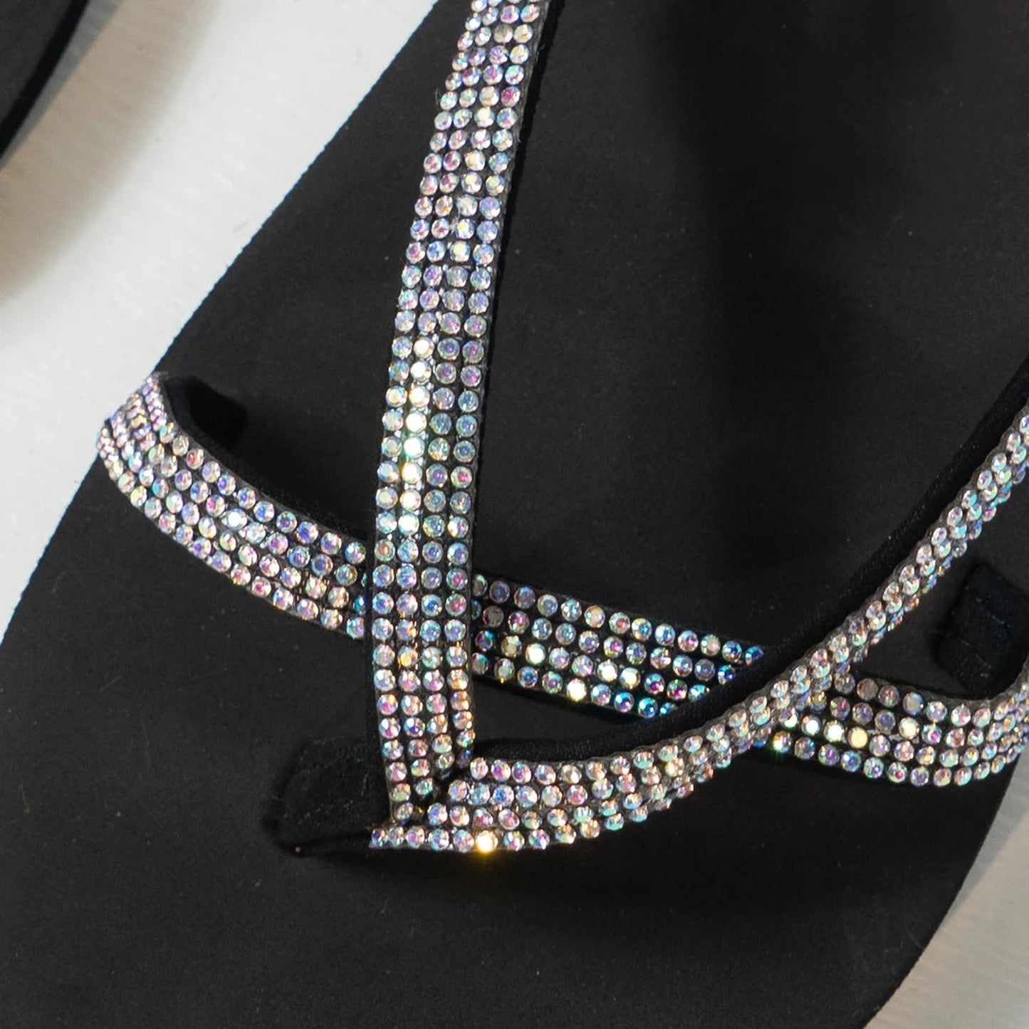 LuckeLadybug women's rhinestone flip flops with sparkling straps for stylish summer wear