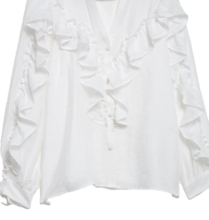Womens Ruffle Blouse Long Sleeve