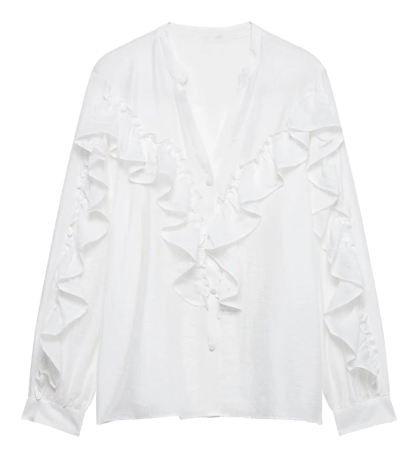 Womens Ruffle Blouse Long Sleeve